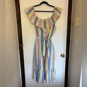 Draper James RSVP Striped Ruffle Midi Dress